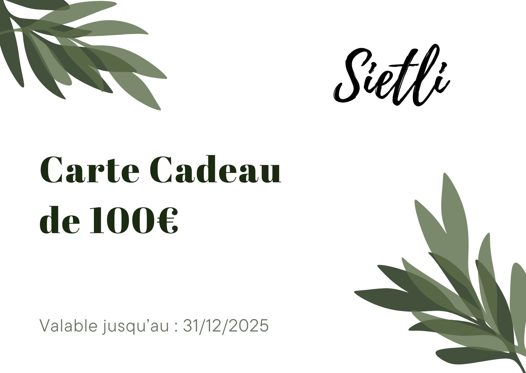 Carte cadeau Sietli 2024-2025 Sietli Paris