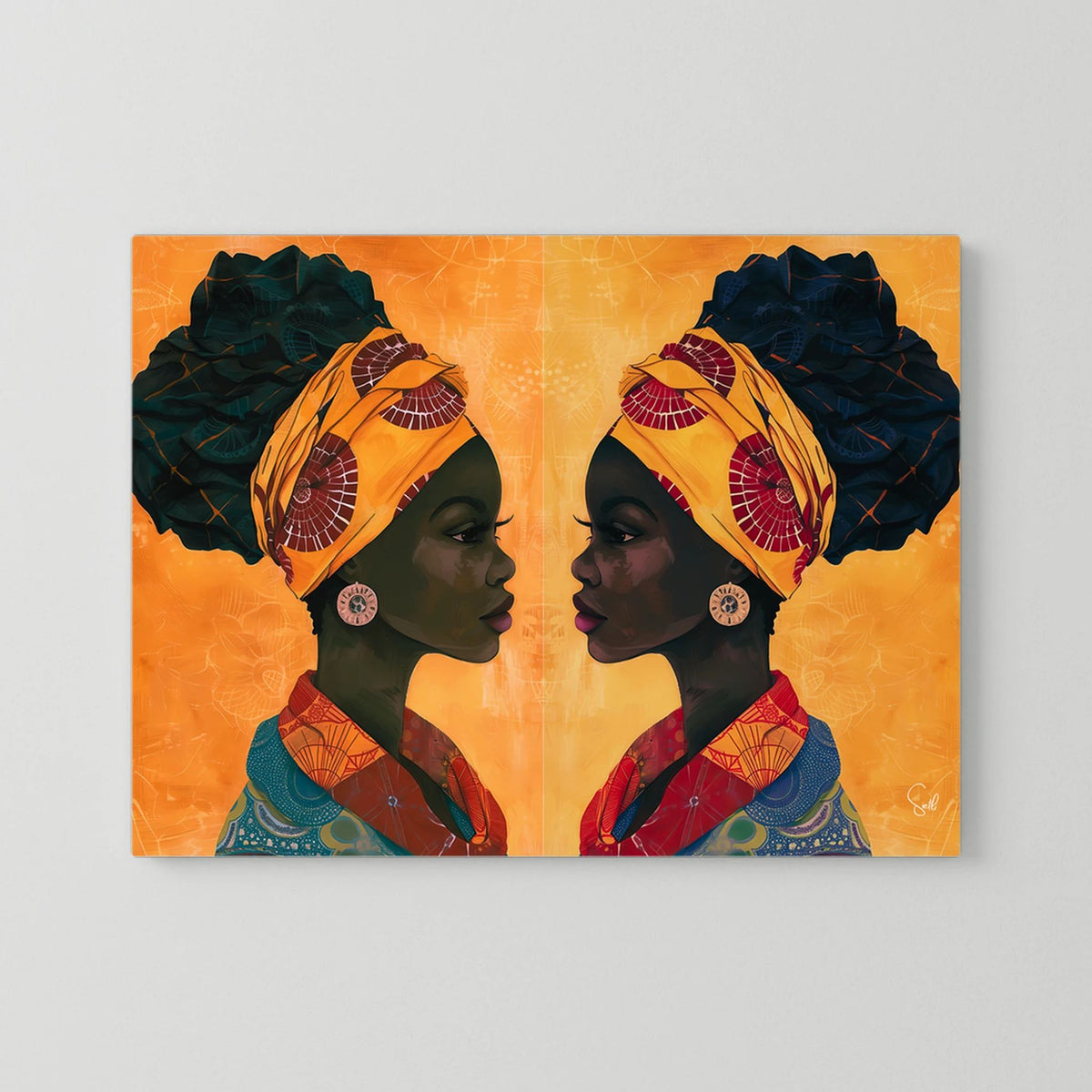 Sandy and Sangria African art canvas print, unframed